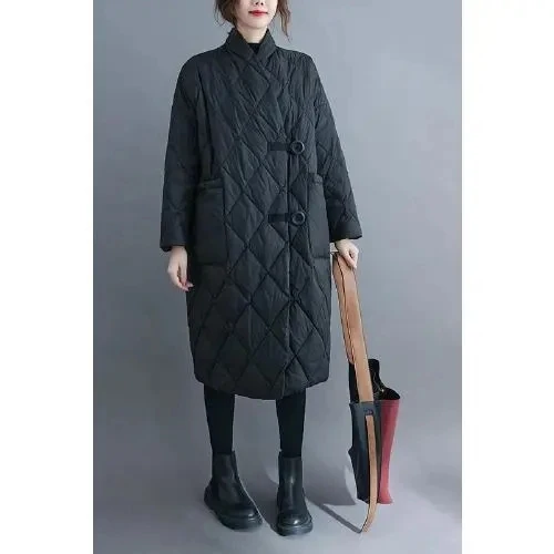 New 2023 Winter Women Long Jacket Femmes Quilted Warm Lightweight Down Cotton Coat Loose Oversize Parkas Padded Female Outerwear
