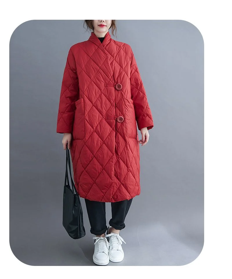 New 2023 Winter Women Long Jacket Femmes Quilted Warm Lightweight Down Cotton Coat Loose Oversize Parkas Padded Female Outerwear
