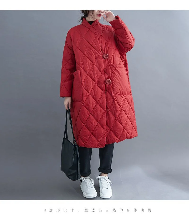 New 2023 Winter Women Long Jacket Femmes Quilted Warm Lightweight Down Cotton Coat Loose Oversize Parkas Padded Female Outerwear