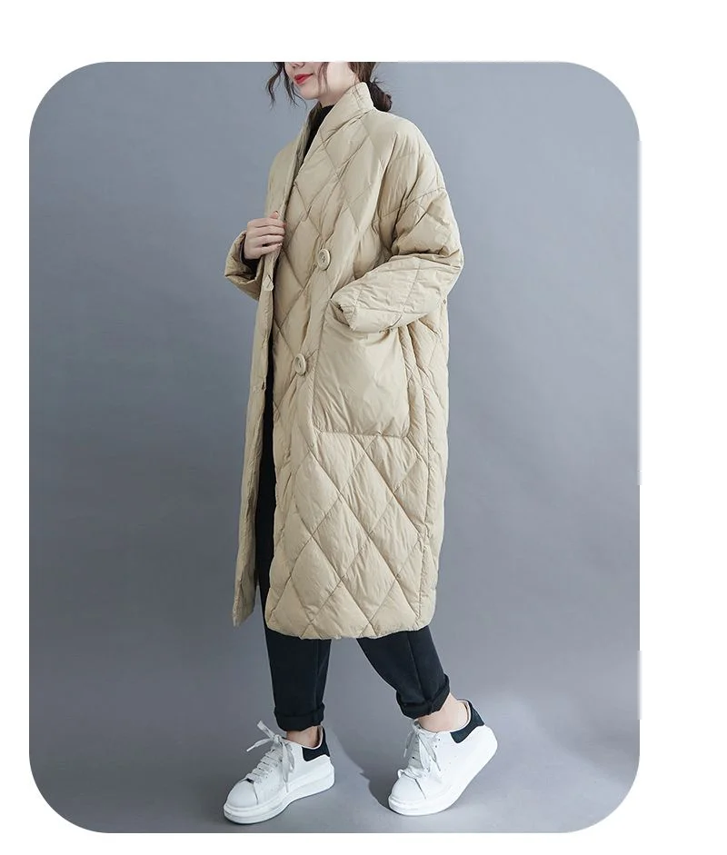 New 2023 Winter Women Long Jacket Femmes Quilted Warm Lightweight Down Cotton Coat Loose Oversize Parkas Padded Female Outerwear