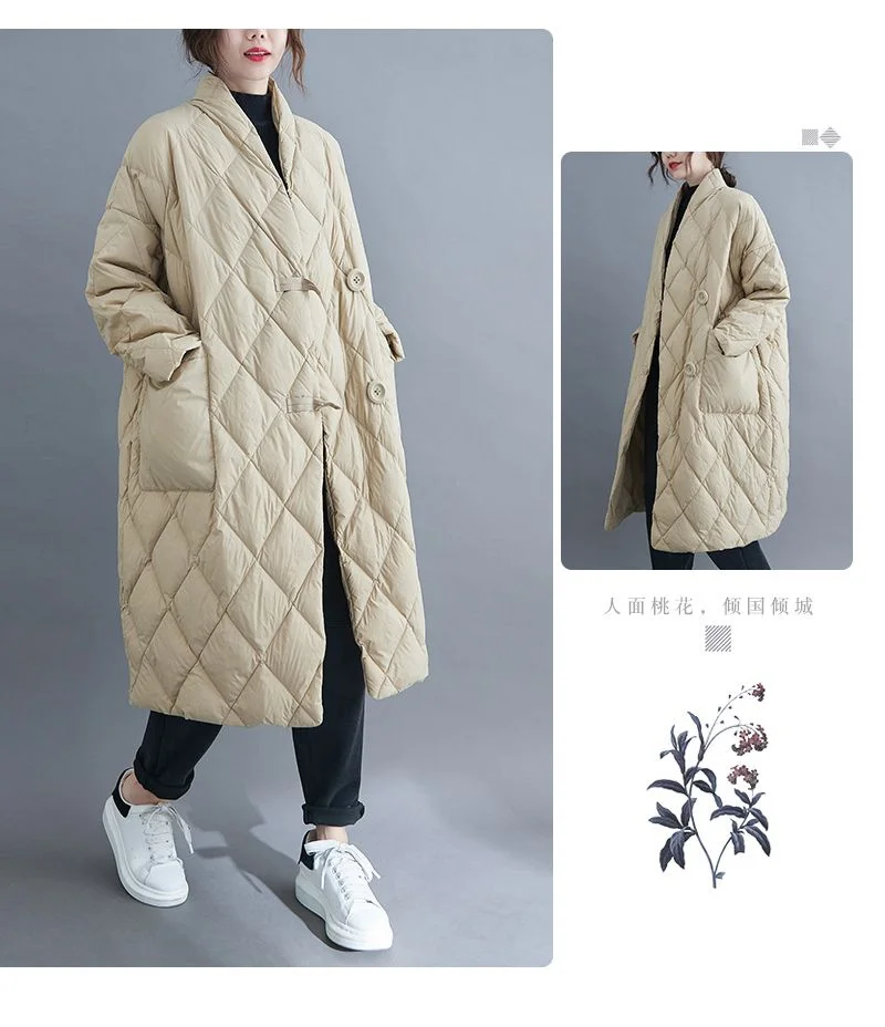 New 2023 Winter Women Long Jacket Femmes Quilted Warm Lightweight Down Cotton Coat Loose Oversize Parkas Padded Female Outerwear
