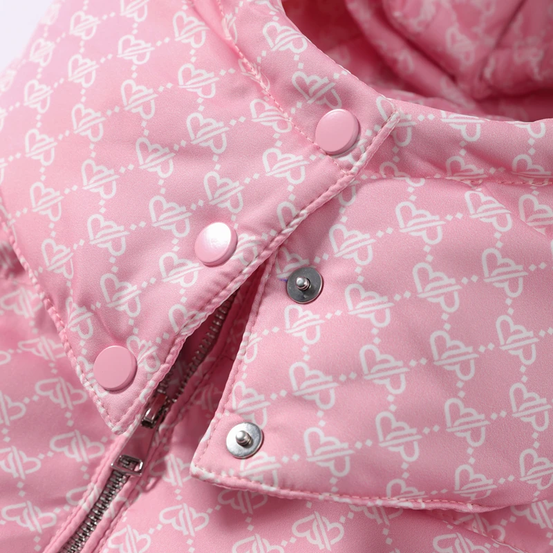 Oversized Puffer Women's Jackets Coat Print Hooded Zipper Parka Coats Loose Mid‑Length Warm Winter Outerwear With Big Pockets