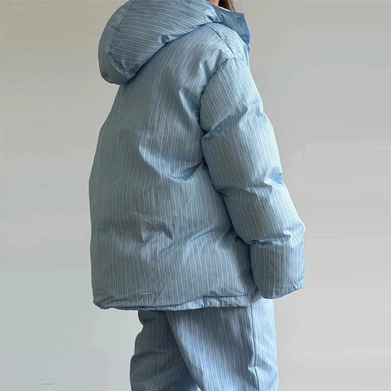 Oversized Puffer Women's Jackets Coat Print Hooded Zipper Parka Coats Loose Mid‑Length Warm Winter Outerwear With Big Pockets