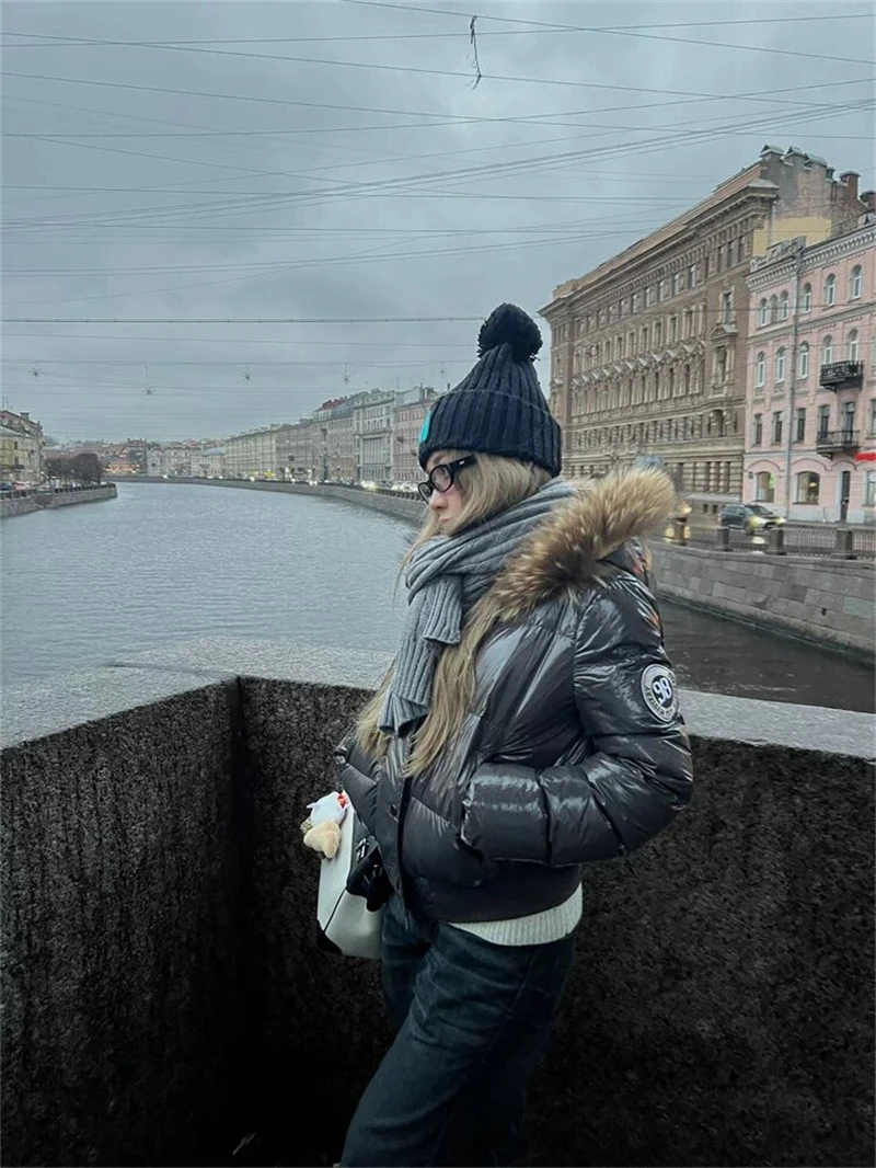 ZAROY Faux Fur Hooded Cotton Puffer Jacket Women Winter Quilted Zipper Pocket Coat Y2K Retro Padded Parkas High Street Outerwear