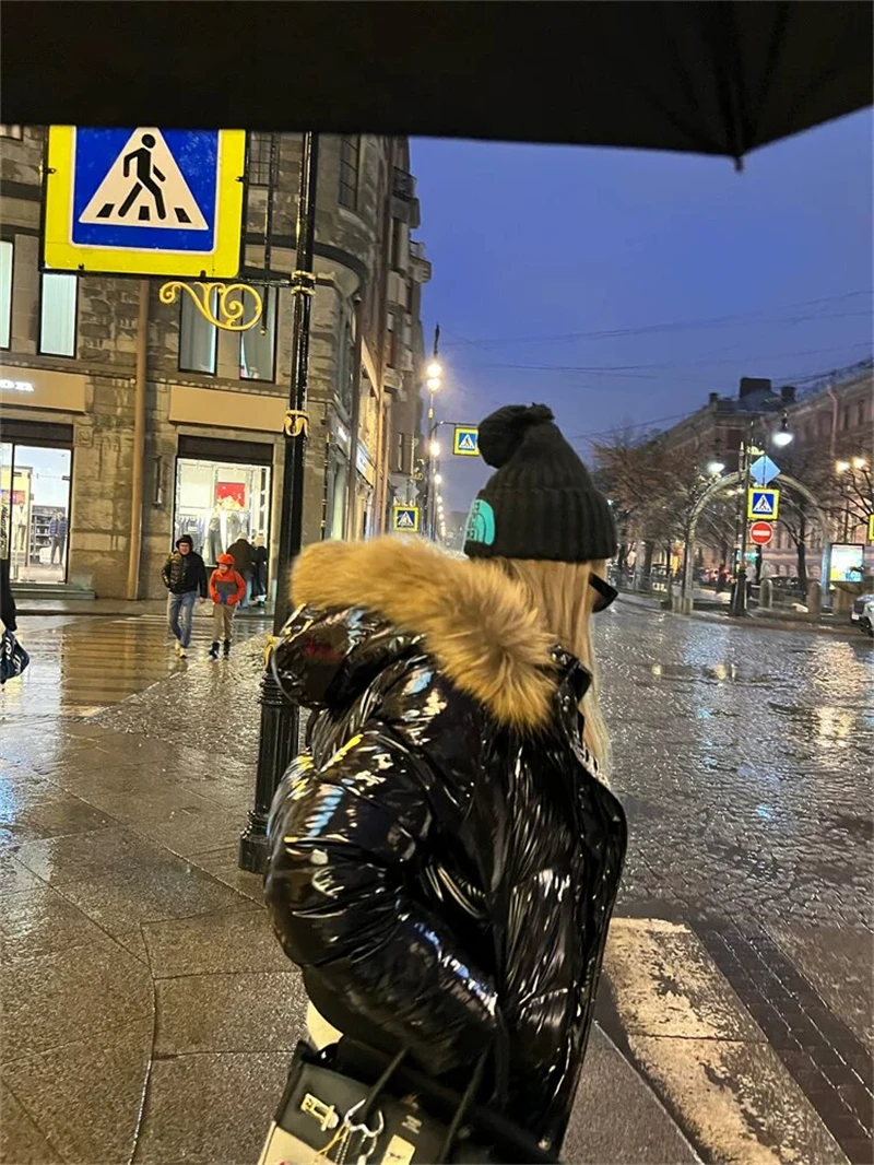 ZAROY Faux Fur Hooded Cotton Puffer Jacket Women Winter Quilted Zipper Pocket Coat Y2K Retro Padded Parkas High Street Outerwear