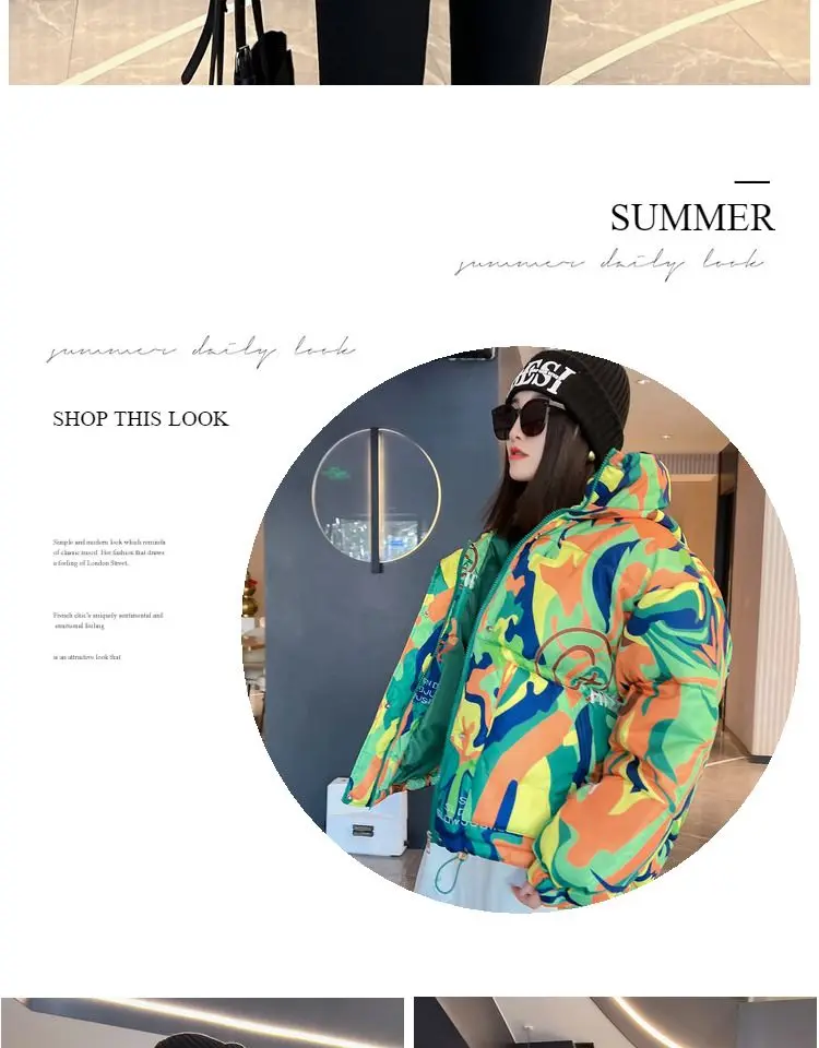 2026 Winter New Print Cotton Jacket Women Streetwear Female Warm Parkas Hooded Down cotton Coat Korea Loose Short Bread Outwear