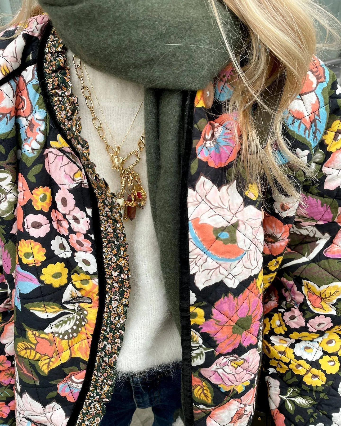 Autumn/winter Fashion Printed Imitation Cashmere Cotton-padded Clothes, Casual Flared Sleeves Loose Cotton-padded Clothes Women