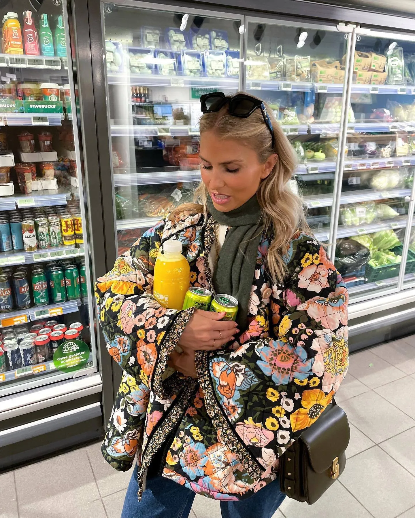 Autumn/winter Fashion Printed Imitation Cashmere Cotton-padded Clothes, Casual Flared Sleeves Loose Cotton-padded Clothes Women