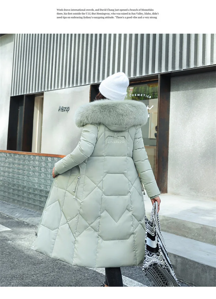Women Maxi Lenth Parkas Coats Hooded Jacket Oversize Solid Zipper Fur Collar Long Sleeves Loose Thick Casual 2025 Autumn Winter