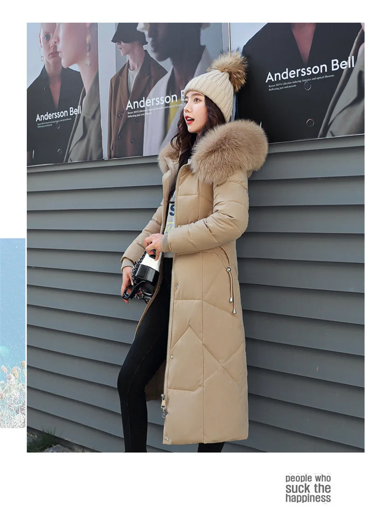 Women Maxi Lenth Parkas Coats Hooded Jacket Oversize Solid Zipper Fur Collar Long Sleeves Loose Thick Casual 2025 Autumn Winter