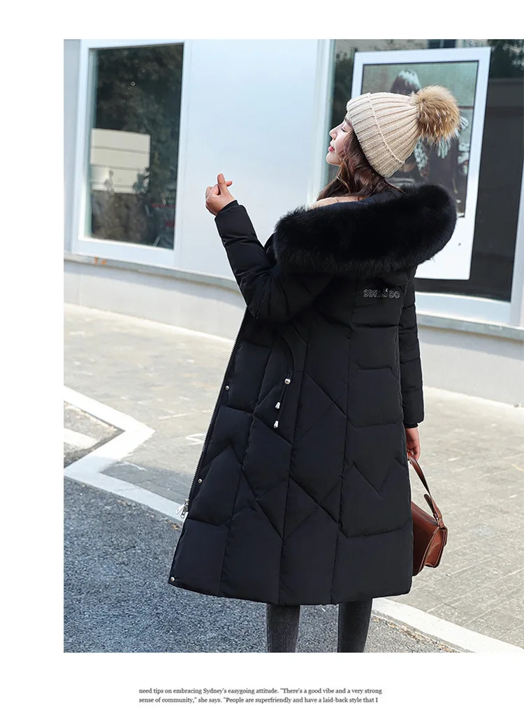 Women Maxi Lenth Parkas Coats Hooded Jacket Oversize Solid Zipper Fur Collar Long Sleeves Loose Thick Casual 2025 Autumn Winter