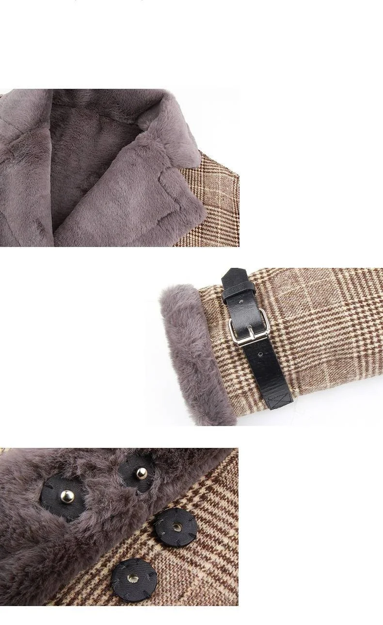 2026 Autumn Winter New Plaid Cotton Jacket Women's Fashion Warm Temperament Polo Collar Wool Coat Female Long Parkas Overcoat