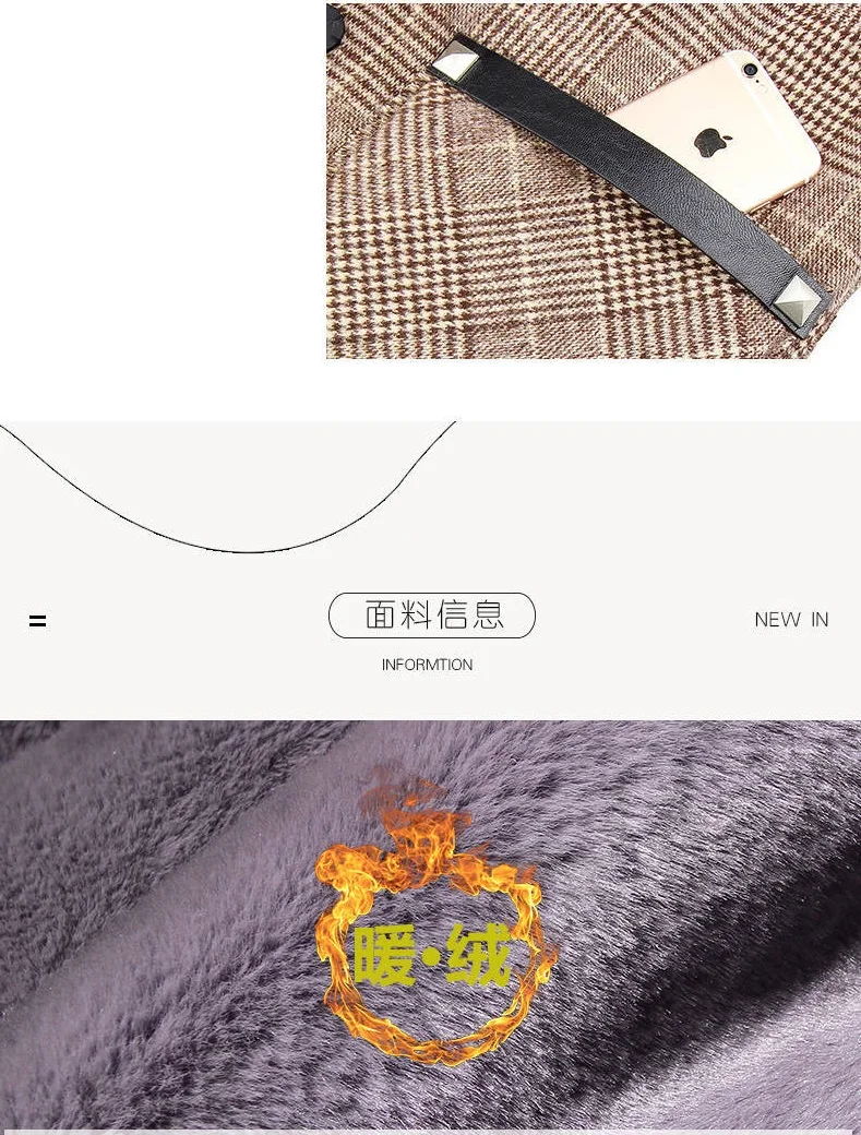 2026 Autumn Winter New Plaid Cotton Jacket Women's Fashion Warm Temperament Polo Collar Wool Coat Female Long Parkas Overcoat