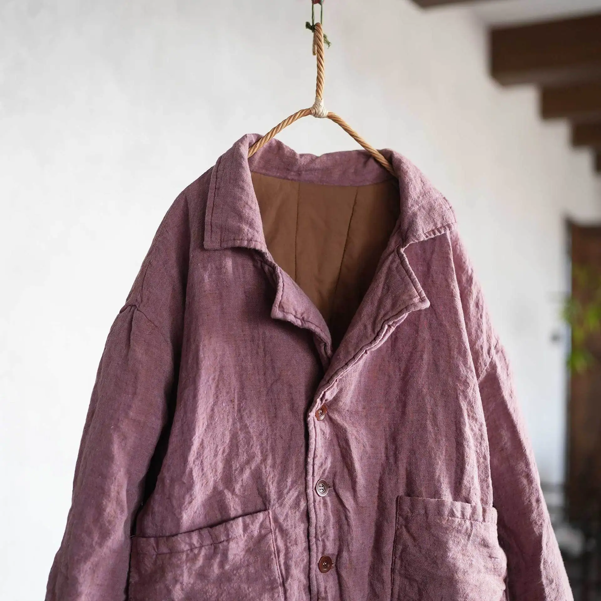 Johnature Women Vintage Linen Parkas Turn-down Collar Long Sleeve Coats 2026 Spring Chinese Style Button Pockets Female Parkas