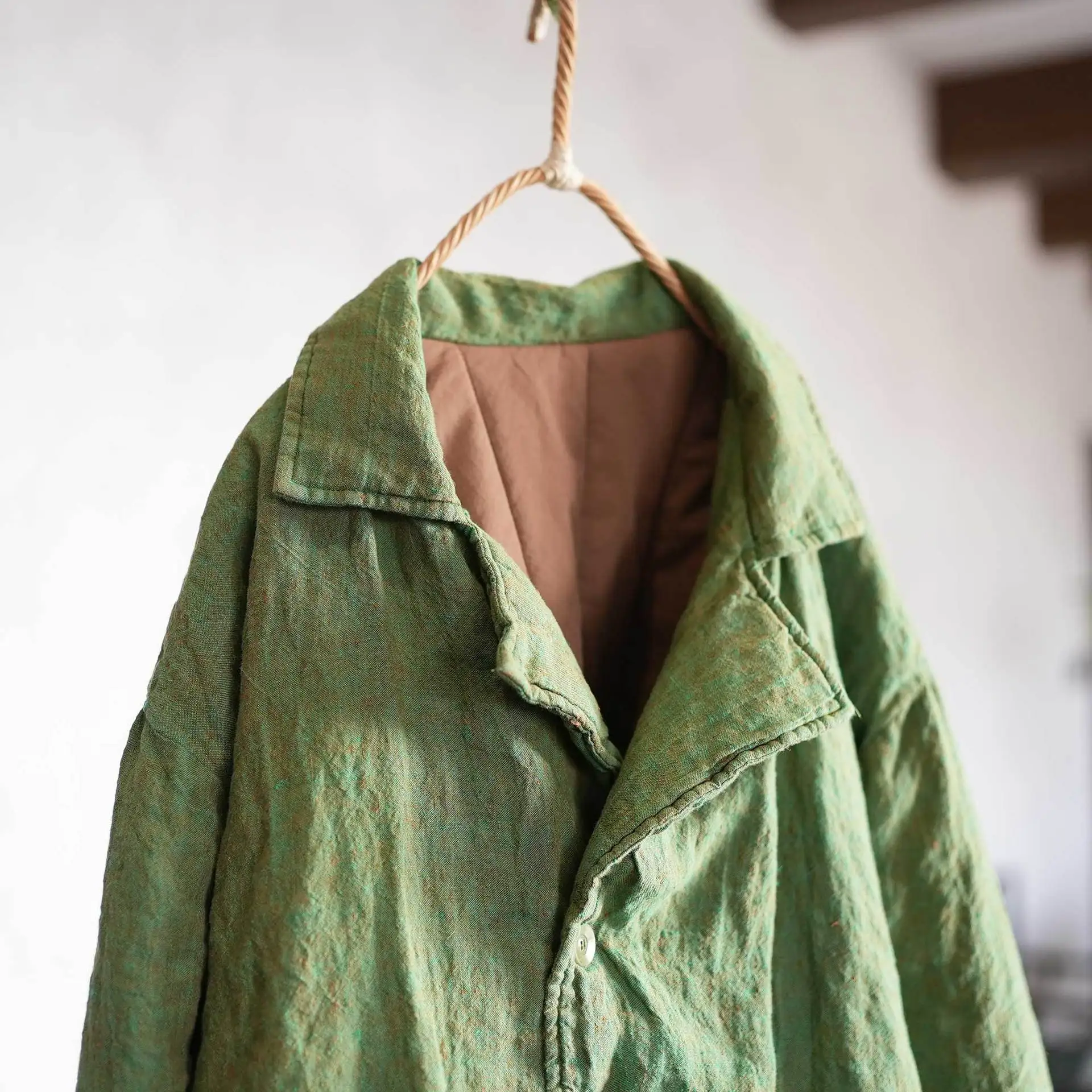 Johnature Women Vintage Linen Parkas Turn-down Collar Long Sleeve Coats 2026 Spring Chinese Style Button Pockets Female Parkas