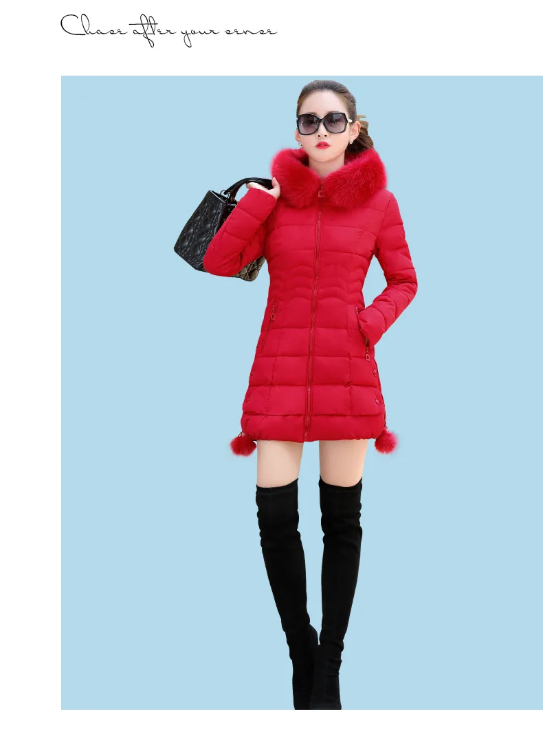 Winter Jacket Women 2026 Winter Coat Pure Color Casual Fur Collar Hooded Long Hooded Cotton Lady Jacket