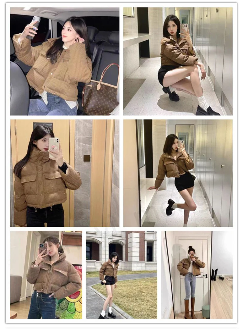 2023 Winter Parkas Women Big Pockets Puffer Jacket Thick Cotton-padded Jacket Down Cotton Jacket Vintage Outerwear Oversized