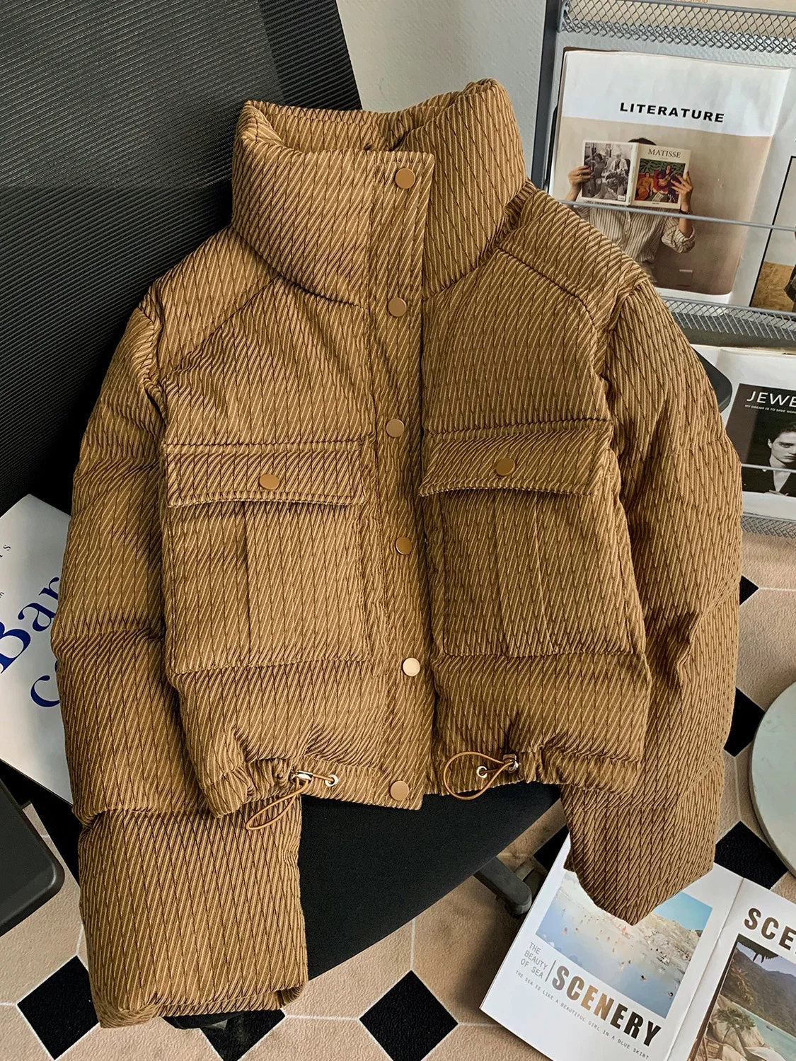 2023 Winter Parkas Women Big Pockets Puffer Jacket Thick Cotton-padded Jacket Down Cotton Jacket Vintage Outerwear Oversized