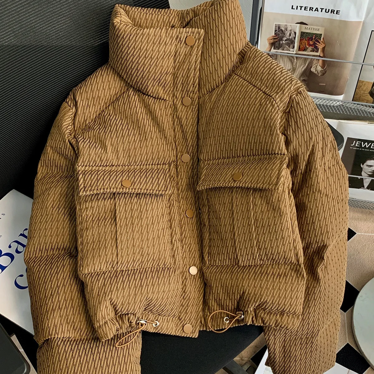2023 Winter Parkas Women Big Pockets Puffer Jacket Thick Cotton-padded Jacket Down Cotton Jacket Vintage Outerwear Oversized