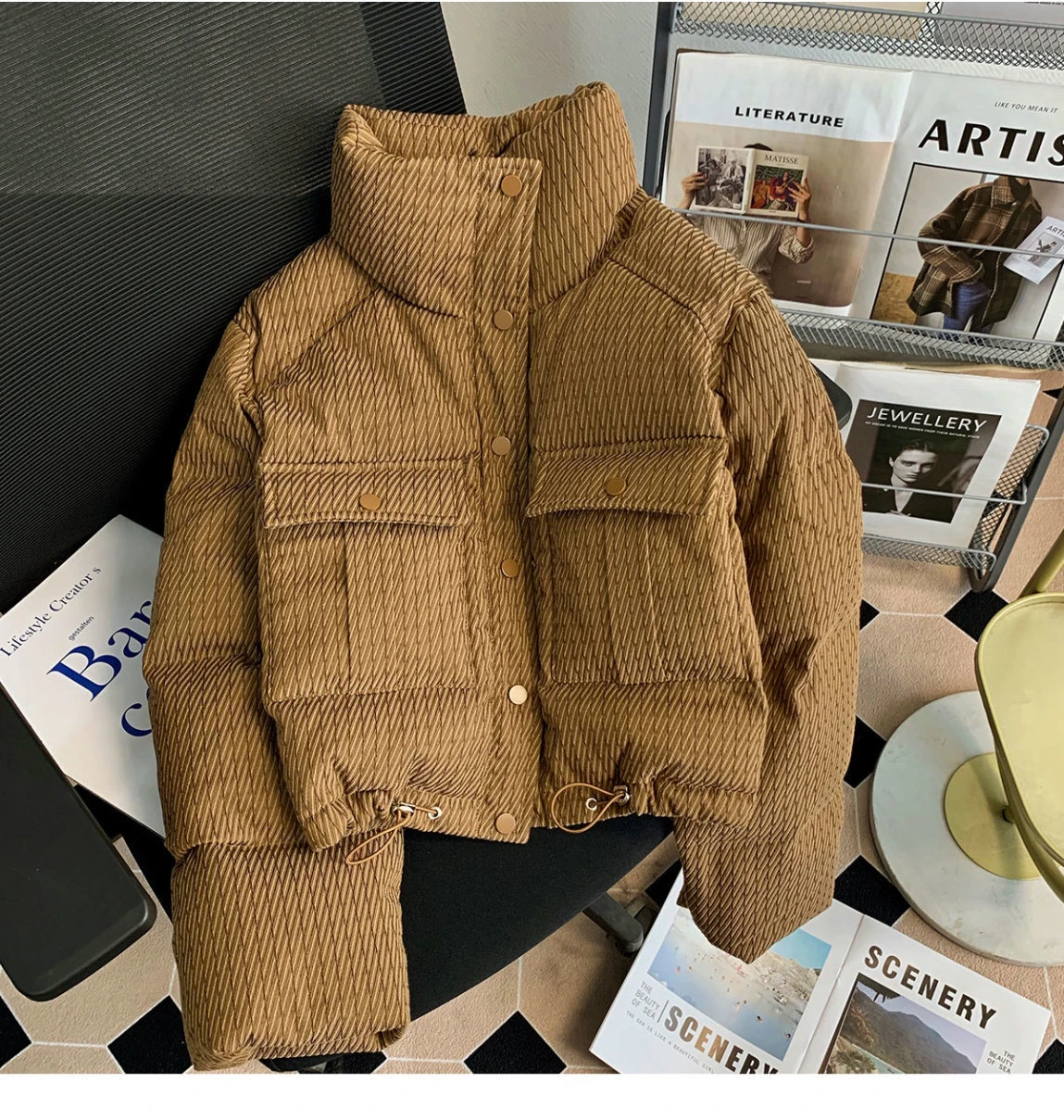 2023 Winter Parkas Women Big Pockets Puffer Jacket Thick Cotton-padded Jacket Down Cotton Jacket Vintage Outerwear Oversized