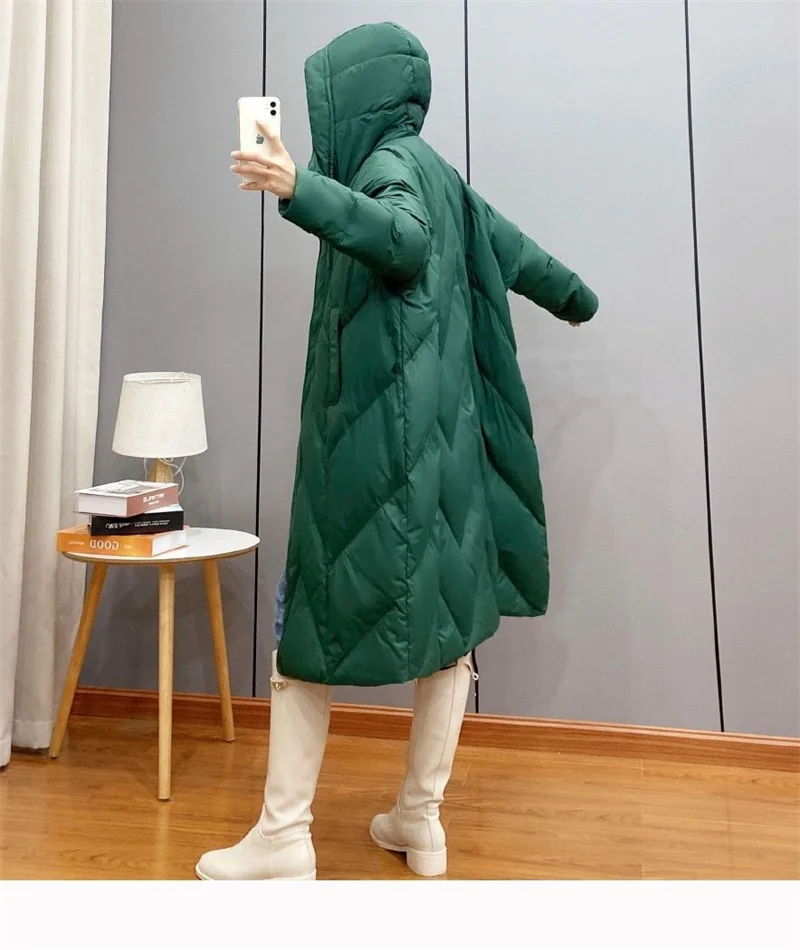 2025New Women Down Cotton Coat Winter Jacket Female Loose Parkas Long Hooded Outwear Warm Thick Snow Wear Cotton Overcoat Female