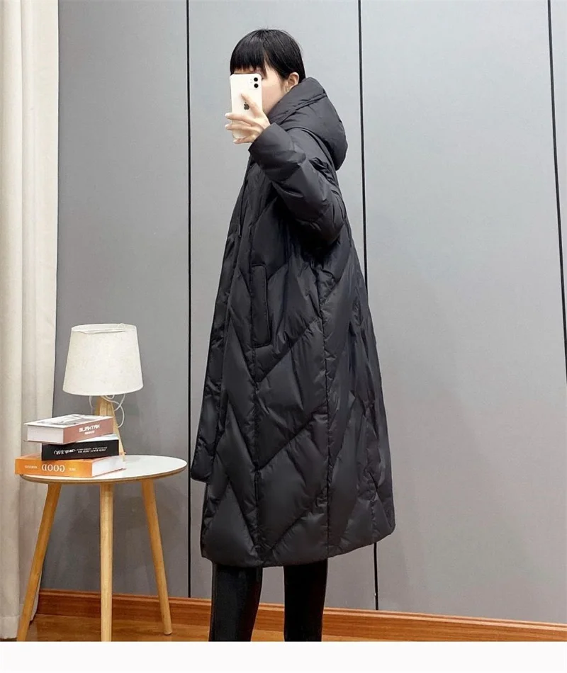 2025New Women Down Cotton Coat Winter Jacket Female Loose Parkas Long Hooded Outwear Warm Thick Snow Wear Cotton Overcoat Female