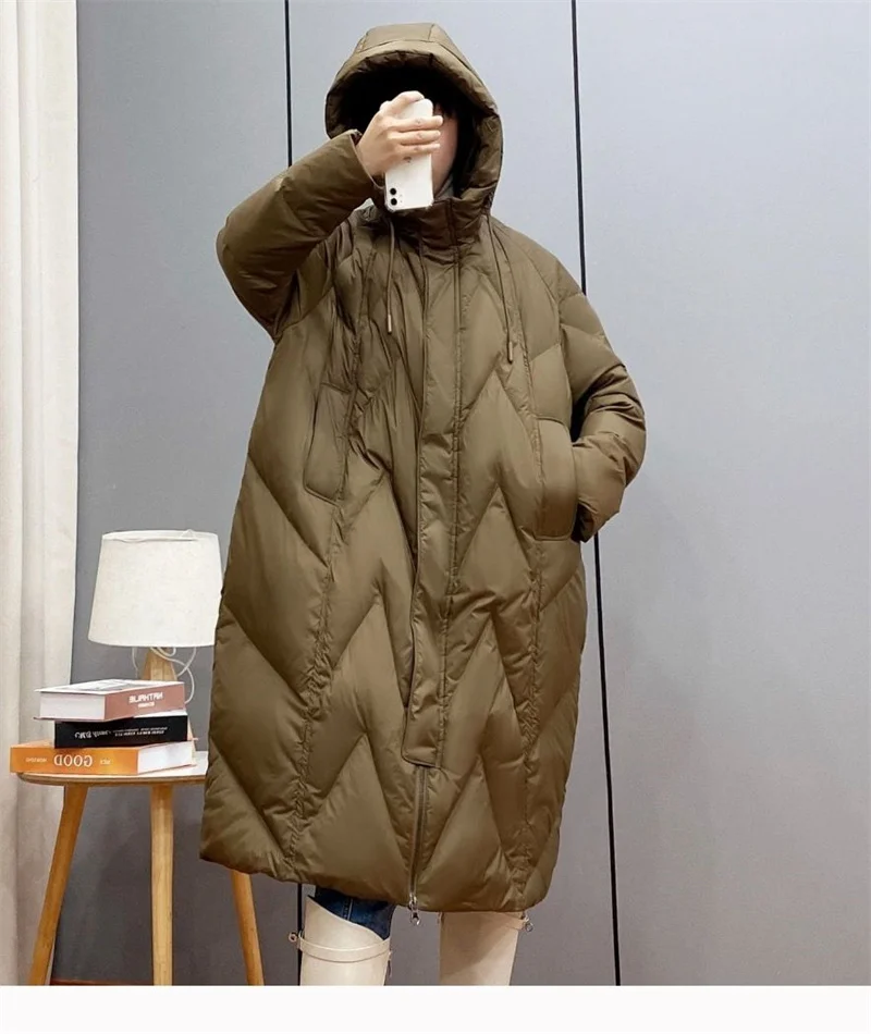 2025New Women Down Cotton Coat Winter Jacket Female Loose Parkas Long Hooded Outwear Warm Thick Snow Wear Cotton Overcoat Female