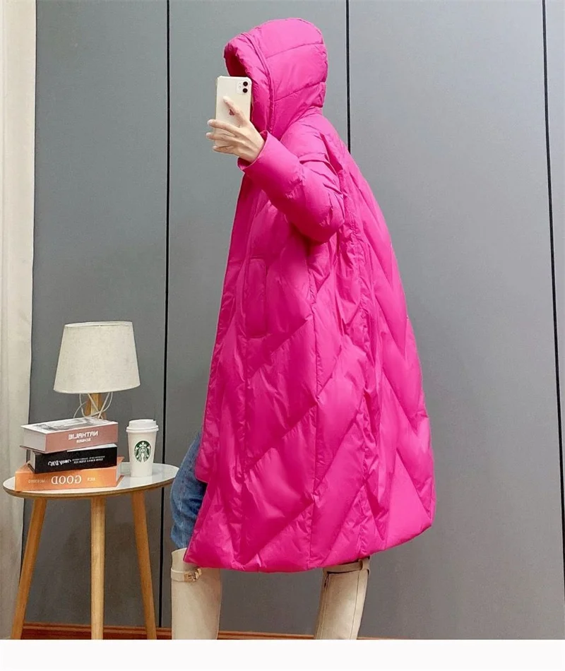 2025New Women Down Cotton Coat Winter Jacket Female Loose Parkas Long Hooded Outwear Warm Thick Snow Wear Cotton Overcoat Female