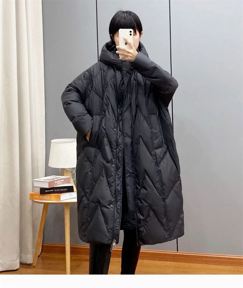 2025New Women Down Cotton Coat Winter Jacket Female Loose Parkas Long Hooded Outwear Warm Thick Snow Wear Cotton Overcoat Female
