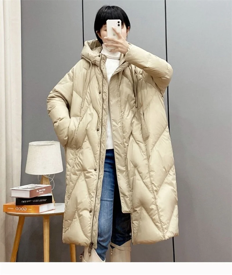 2025New Women Down Cotton Coat Winter Jacket Female Loose Parkas Long Hooded Outwear Warm Thick Snow Wear Cotton Overcoat Female