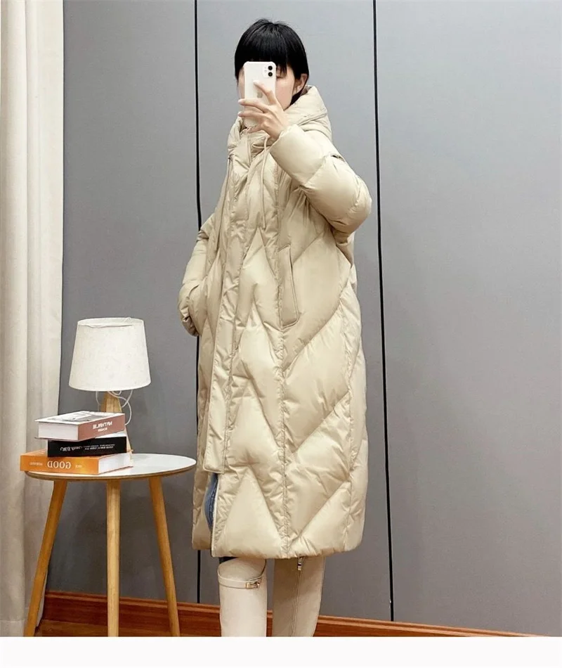 2025New Women Down Cotton Coat Winter Jacket Female Loose Parkas Long Hooded Outwear Warm Thick Snow Wear Cotton Overcoat Female