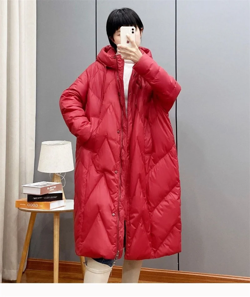 2025New Women Down Cotton Coat Winter Jacket Female Loose Parkas Long Hooded Outwear Warm Thick Snow Wear Cotton Overcoat Female