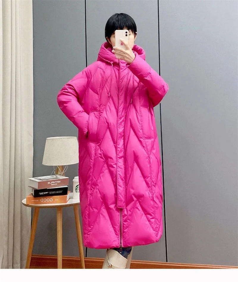 2025New Women Down Cotton Coat Winter Jacket Female Loose Parkas Long Hooded Outwear Warm Thick Snow Wear Cotton Overcoat Female