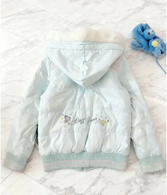 Japanese Reversible Women Parkas Kawaii Cartoon Embroidery Warm Long Sleeve Jackets Winter Chic Casual Zip Up Cotton Padded Coat