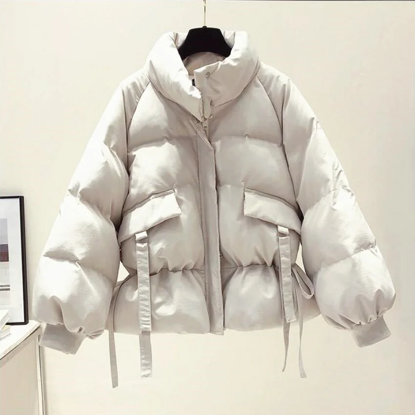 DEAT 2026 Winter New Arrivals Cotton-padded Coat Women Bandage Oversized Warm Jacket Fashion Temperament Female Tide ML526