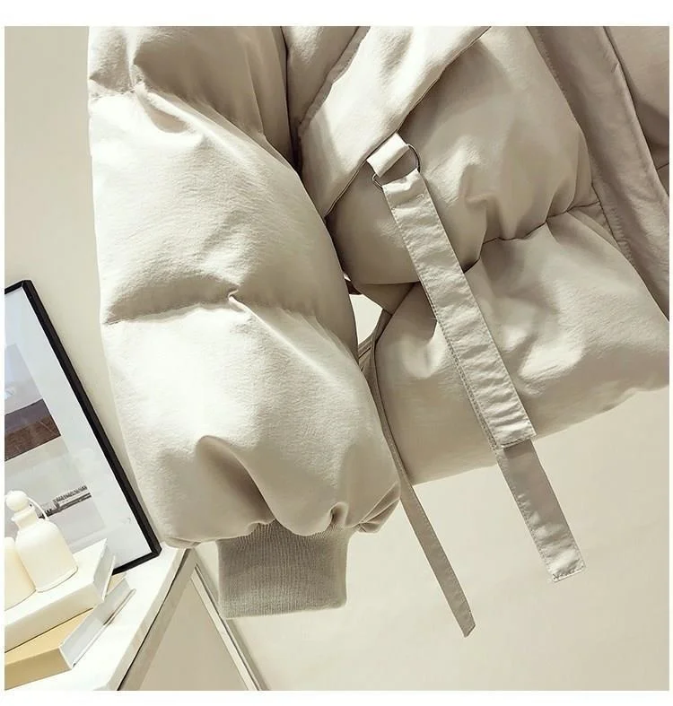 DEAT 2026 Winter New Arrivals Cotton-padded Coat Women Bandage Oversized Warm Jacket Fashion Temperament Female Tide ML526