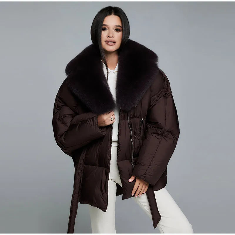 Faux Fur Padding Women's Jacket Fashion Lace Up Long Sleeve Loose Female Coats 2026 Winter Street Chic Thicken Lady Outerwears