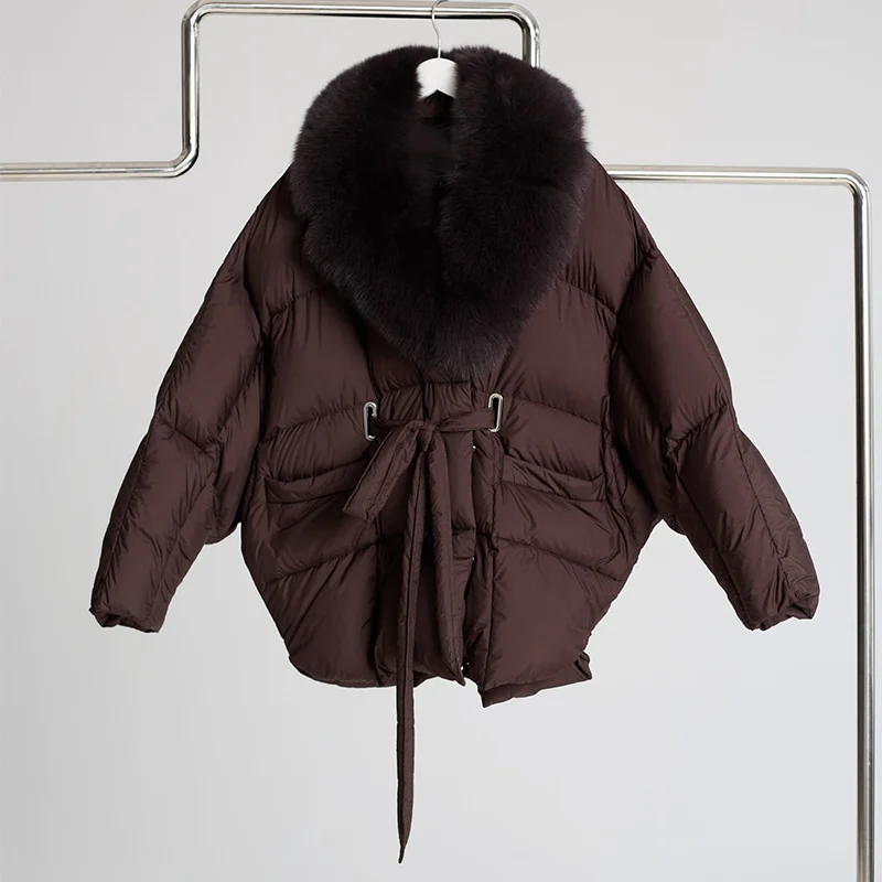 Faux Fur Padding Women's Jacket Fashion Lace Up Long Sleeve Loose Female Coats 2026 Winter Street Chic Thicken Lady Outerwears