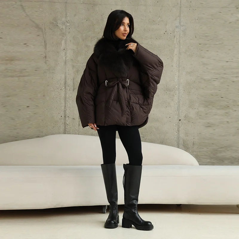 Faux Fur Padding Women's Jacket Fashion Lace Up Long Sleeve Loose Female Coats 2026 Winter Street Chic Thicken Lady Outerwears