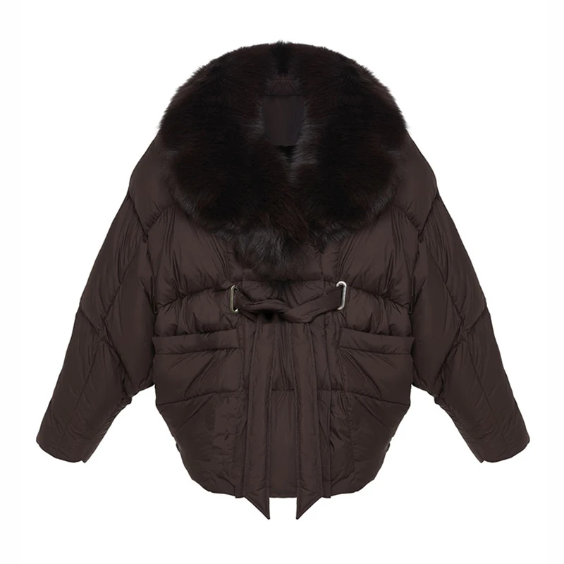 Faux Fur Padding Women's Jacket Fashion Lace Up Long Sleeve Loose Female Coats 2026 Winter Street Chic Thicken Lady Outerwears