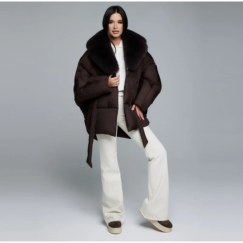 Faux Fur Padding Women's Jacket Fashion Lace Up Long Sleeve Loose Female Coats 2026 Winter Street Chic Thicken Lady Outerwears