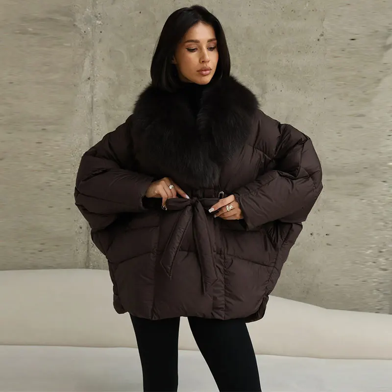 Faux Fur Padding Women's Jacket Fashion Lace Up Long Sleeve Loose Female Coats 2026 Winter Street Chic Thicken Lady Outerwears