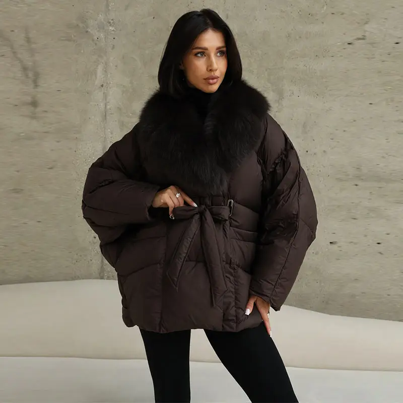 Faux Fur Padding Women's Jacket Fashion Lace Up Long Sleeve Loose Female Coats 2026 Winter Street Chic Thicken Lady Outerwears