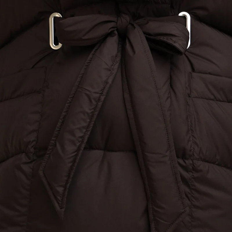 Faux Fur Padding Women's Jacket Fashion Lace Up Long Sleeve Loose Female Coats 2026 Winter Street Chic Thicken Lady Outerwears
