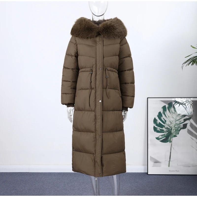 Casual Lace-up Long Padded Jackets Women's Loose Full Sleeves Stand Collar Pocket Maxi Coat 2026 New Winter Ladies Solid Outwear