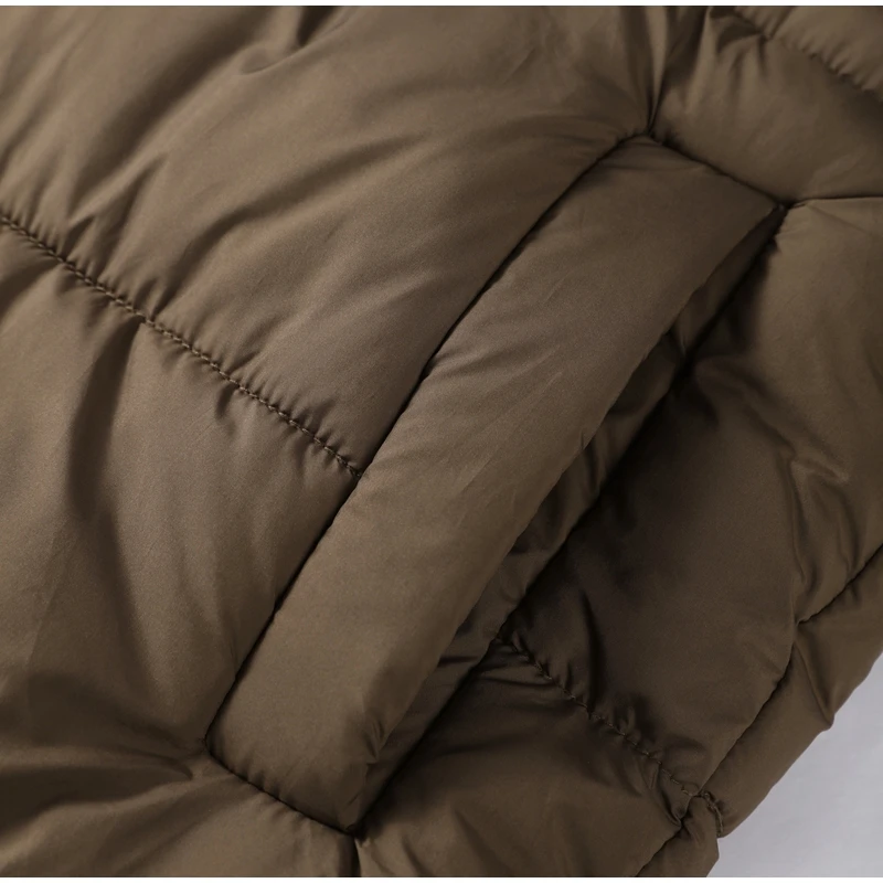 Casual Lace-up Long Padded Jackets Women's Loose Full Sleeves Stand Collar Pocket Maxi Coat 2026 New Winter Ladies Solid Outwear