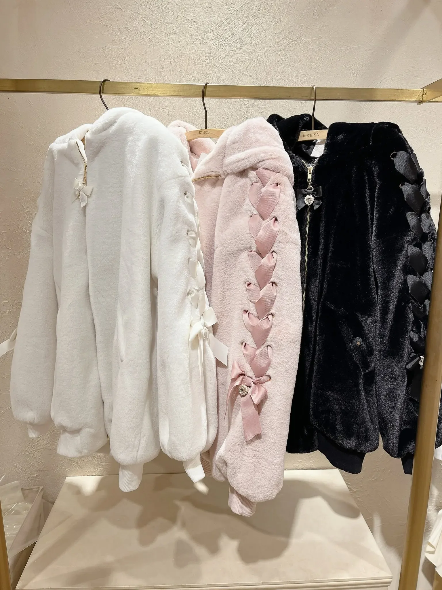 High Quality Japanese Winter New Sweet Cute Mine Cute Rabbit Ear Plush Cotton Coat Jacket Girl Lolita Fur Coats Women Parkas
