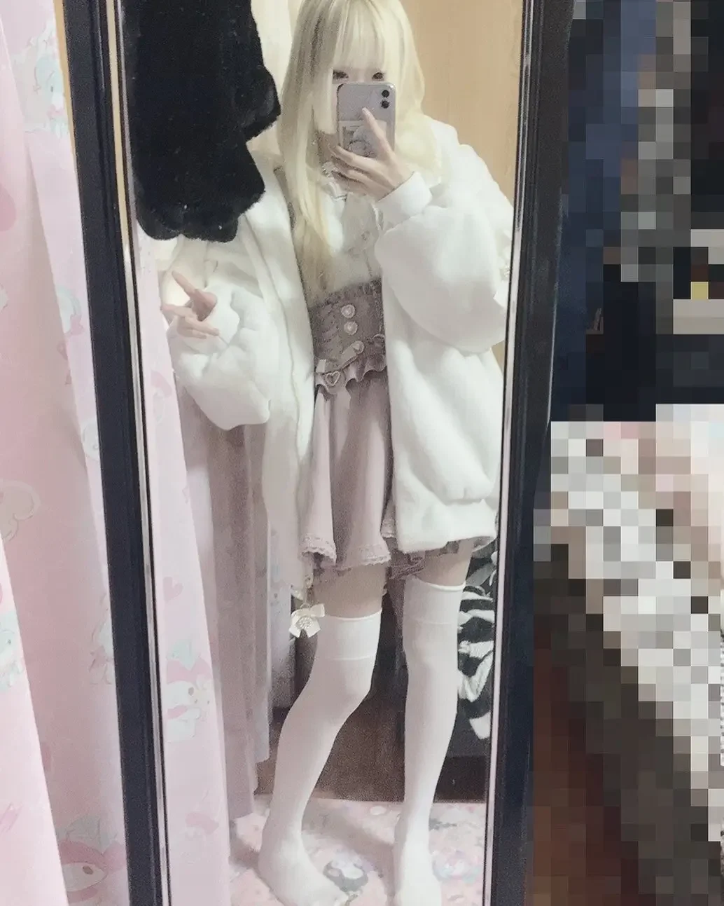 High Quality Japanese Winter New Sweet Cute Mine Cute Rabbit Ear Plush Cotton Coat Jacket Girl Lolita Fur Coats Women Parkas