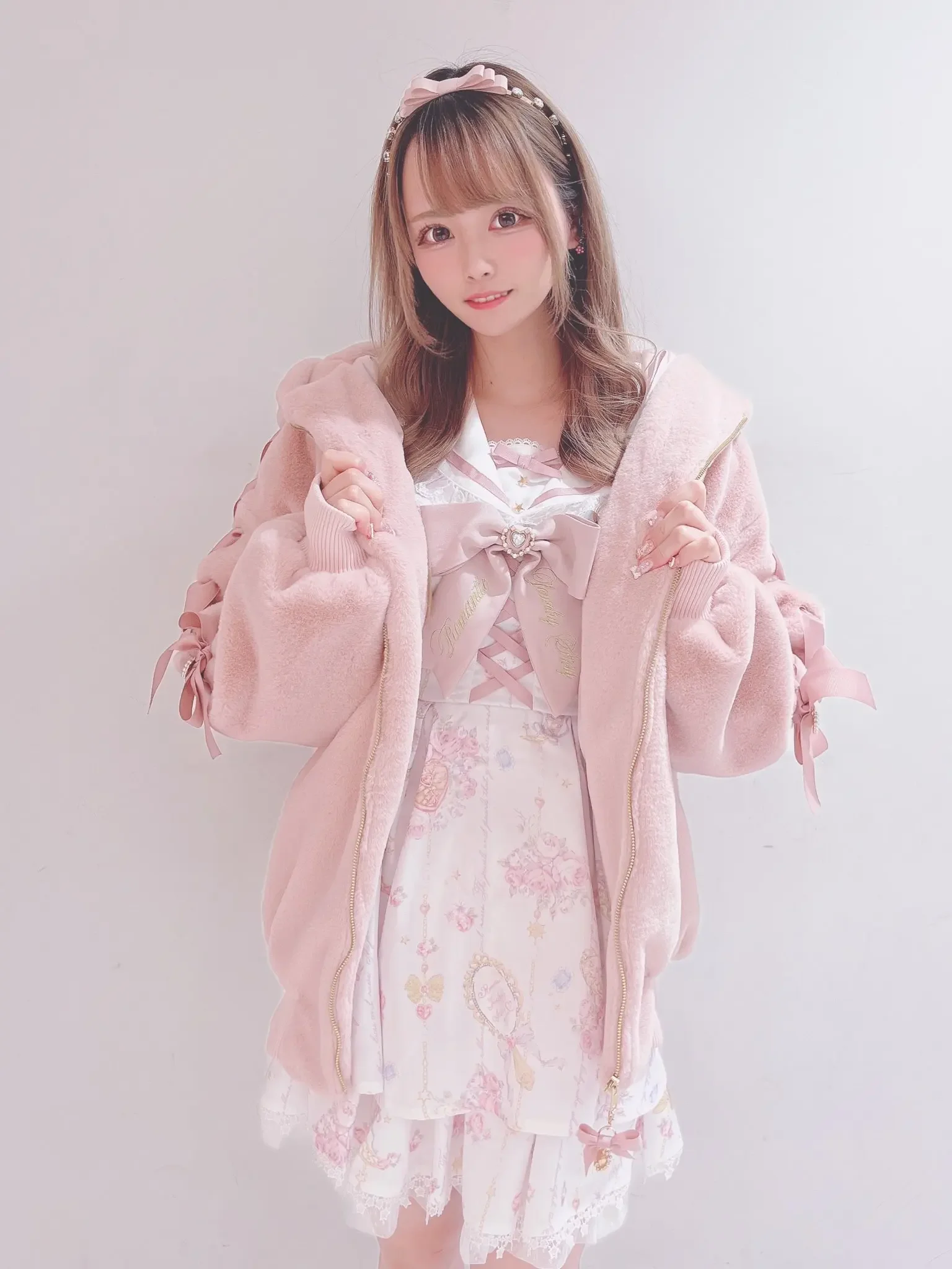 High Quality Japanese Winter New Sweet Cute Mine Cute Rabbit Ear Plush Cotton Coat Jacket Girl Lolita Fur Coats Women Parkas