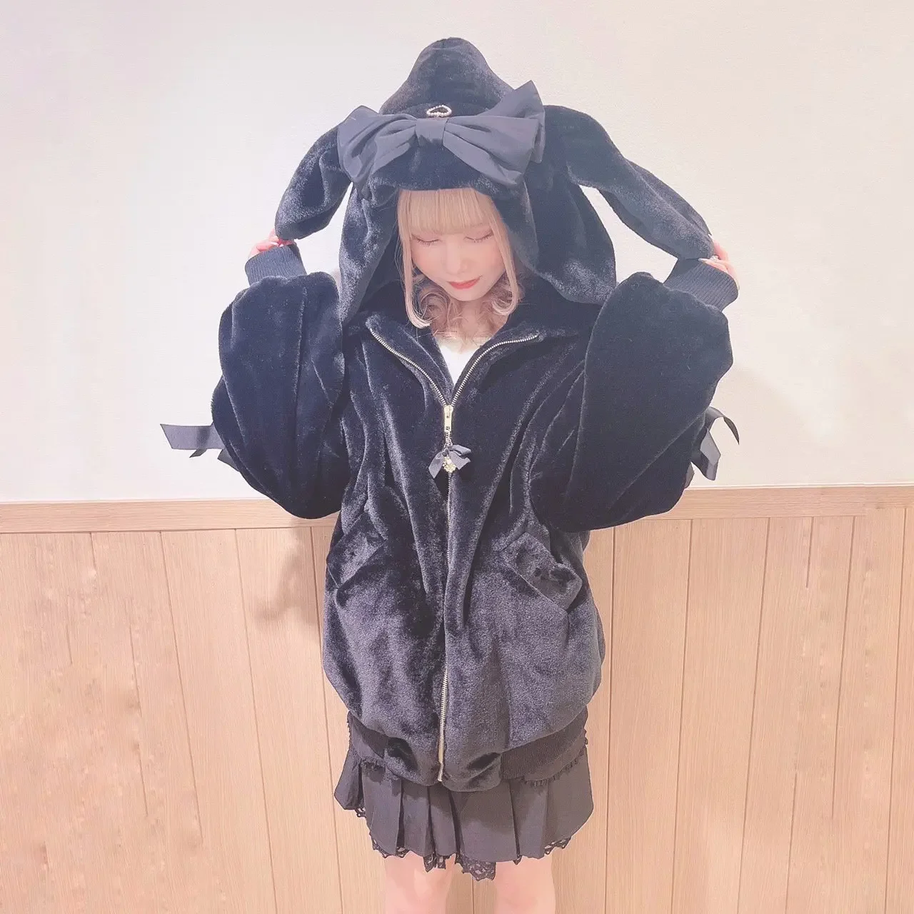 High Quality Japanese Winter New Sweet Cute Mine Cute Rabbit Ear Plush Cotton Coat Jacket Girl Lolita Fur Coats Women Parkas